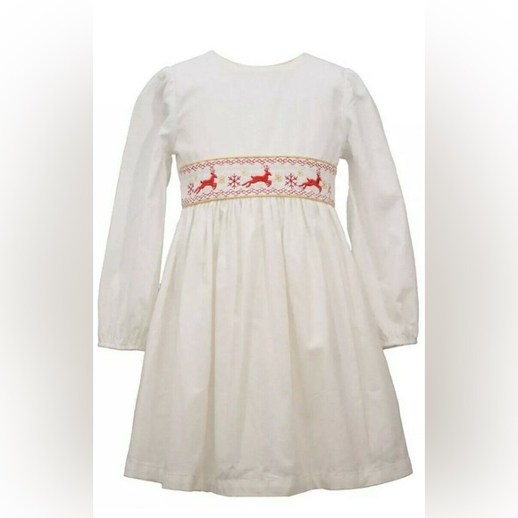 Sz4 Bonnie Jean Smocked Reindeer Fit & Flare Dress - Picture 7 of 7